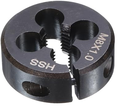sourcing map Runde Schneideisen M8 x 1, metrisches Gewinde, 25 mm Außendurchmesser, verstellbar, rechts, Hochgeschwindigkeitsstahl (HSS), runde Schneideisen für Gewindereparatur