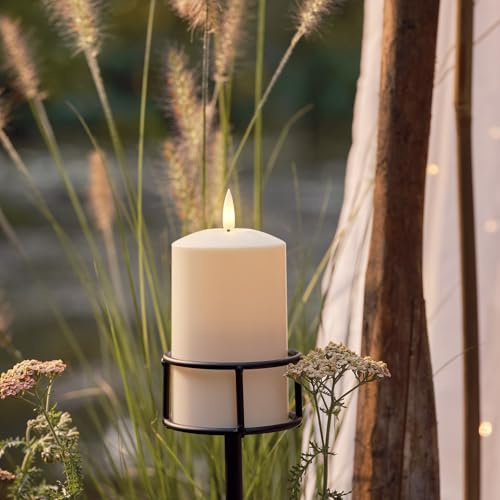 Lights4fun Adjustable Outdoor Garden Black Metal Pole Candle Holder Stake Path Light 1m
