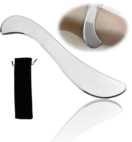 Premium Gua Sha Stein & Gua Sha Edelstahl Gesichtsmassage Set und Edelstahl Gua Sha Tool für Gesichts- und Faszienmassage,Faszien Anti-Aging, Lymphdrainage,Haut Inklusive Aufbewahrungstasche