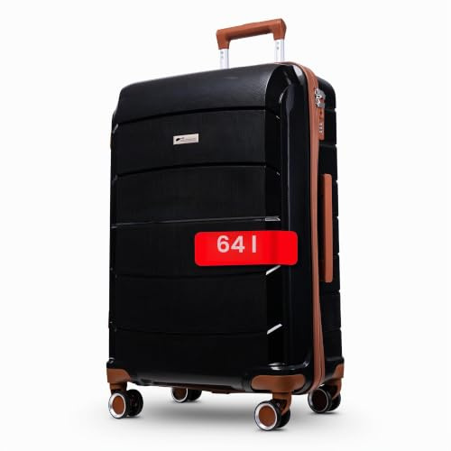 Graz Koffer Mittelgroß 68 Liter Volumen - mit TSA Schloss, Koffer & Trolleys, Reisekoffer, Hartschalenkoffer, Reisekoffer mit Rollen, Trolley, Hartschalenkoffer mittelgroß, Koffer L (schwarz, L)
