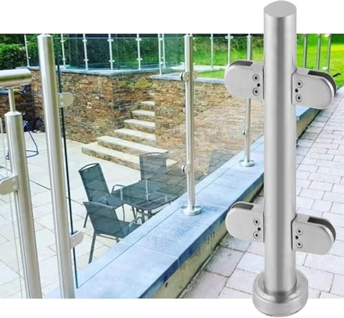 Sistema di ringhiera in acciaio inox per balcone, patio, piscina, recinzione in vetro per esterni, con colonna, moderna ringhiera per scale da giardino e balaustra di sicurezza