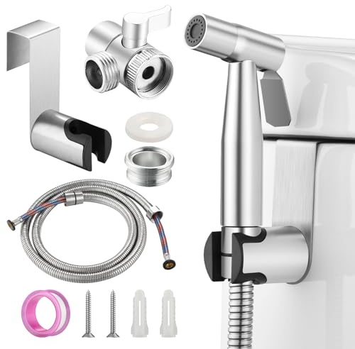Mornwaen Handheld Bidet Sprayer Kit for Sink Tap，Stainless Steel Bidet Shower Set with Fitting,Hose and Holder for Personal Hygiene Pet Bath and Bathroom Cloth Diaper Cleaning
