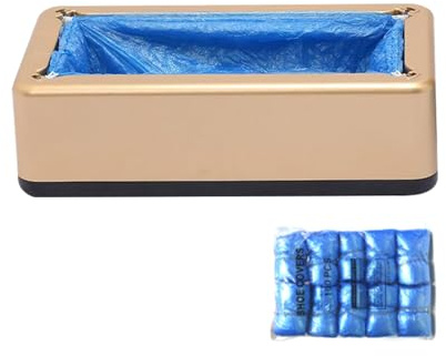 Dispensador de cubierta del zapato - 40x21x12cm Máquina de ABS portátil | Aplicador automático de polvo sin deslizamiento con 100 bolsas perfectas para la oficina del Museo de Laboratorio de Hospital