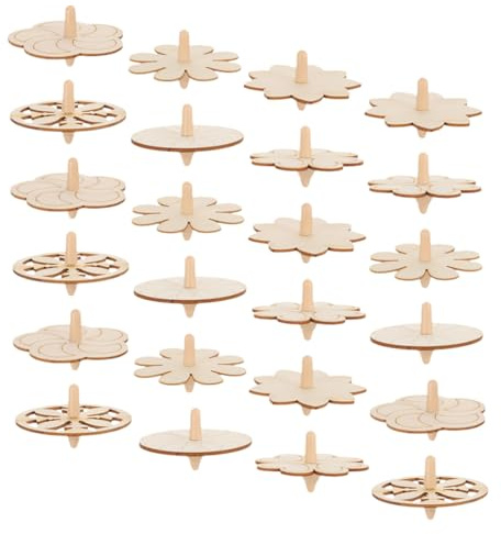 Toyvian Holz Kreisel Bastelset 24 Stück Unfertige Unbemalte Kreisel Für Kinder Kreatives Spielzeug Für Bastelnachmittage Und Lernspiele