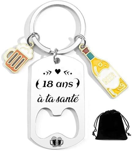 XWXWXW Porte-Clés pour 18 Anniversaire 18 ans Cadeau Décapsuleur Personnalisé Porte-clés Anniversaire 18 ans Garcon Idée Porte-clés Original Homme