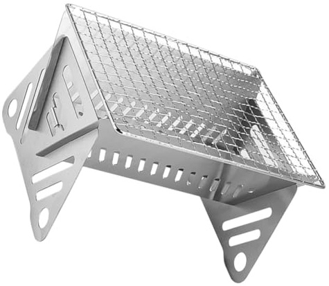 PAMINGONO Tragbarer Edelstahl Campinggrill Klappbar Leicht Robust für Outdoor Picknick Grillen Bonfire Geeignet Kompakt Langlebig Einfach zu Bedienen