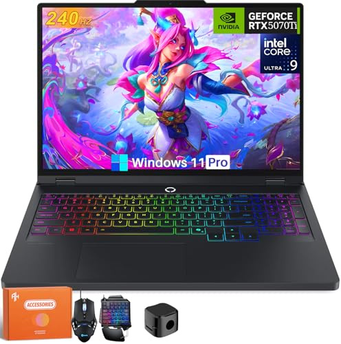 Lenovo Legion Pro 5i Gaming Laptop, 16 2.5K 240Hz 500 nits OLED Screen, Intel Core Ultra 9 275HX, NVIDIA GeForce RTX 5070Ti 12GB GDRR7, 32 GB DDR5, 1 TB SSD, Wi-Fi 7, Windows 11 Pro, Accessories