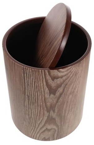 TOPPERFUN Cubo de Basura Retro Mediano Tapa Abatible Efecto Madera Papelera Doméstica Oficina de Gran Capacidad para Cocina Baño y Salón Cubo de Basura Rústico Funcional y Decorativo