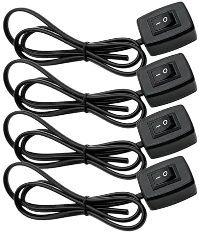 4 Pcs Kfz Schalter,12v Schalter Kippschalter Wasserdicht Mit Selbstklebend Rückseite,Auto Druckschalter,Für Steuerung Autolichtelektronik,Für Auto DIY,Kippschalter Nebel,Neonlichter,LED,Mit 75cm Kabel