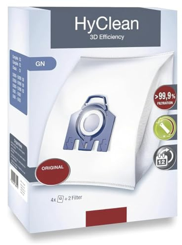 Compatible with Miele GN Vacuum Bags for Classic C1, Complete C1, C2, C3, S2, S5, S8, S227–S800. Hoover Bags Replacement. Includes 4 Bags and 2 Filters