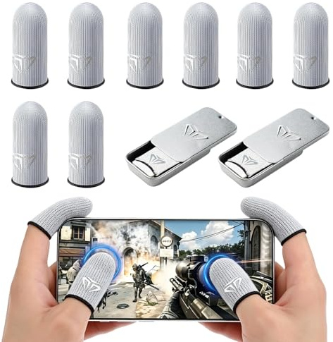 TOHYKO 8 Stück Game Finger Sleeve Sets, Atmungsaktive Gaming-Fingerhüllen, Gaming-Fingerhandschuhe mit Aufbewahrungsbox, Gaming Finger Sleeves, Thumb Sleeves für Touchscreen Spiel Mobile