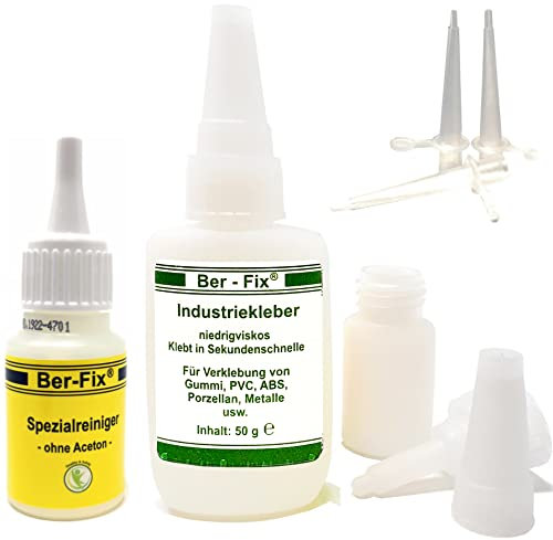 Ber-Fix Industriekleber Extra Stark Kunststoff 50g | Reiniger | 3 Dosierspitzen- Präzise Anwendung für Metall, Kunststoff, Holz, Keramik - Wasserdicht, Hitzebeständig Dauerhafte Verbindungen