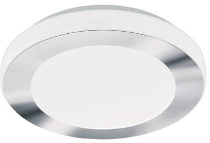 EGLO LED Deckenlampe Carpi, Deckenleuchte Bad, Badezimmer Lampe aus Metall in Chrom und Kunststoff in Weiß, Feuchtraumleuchte warmweiß, IP44, Ø 30 cm | Badezimmer Lampe aus Metall in Chrom und Kunststoff in Weiß, Feuchtraumleuchte warmweiß, IP44, Ø 30 cm