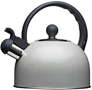 KitchenCraft Living Nostalgia Whistling Stove Top Kettle, for Induction Hob, KitchenCraft’s 1 Year Guarantee, Metal, 1.3L, French Grey