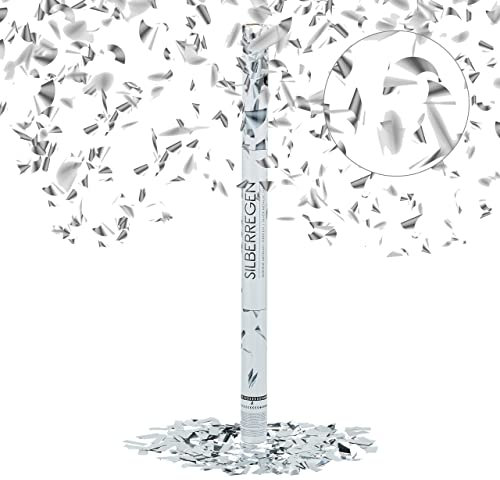 Relaxdays Cannone Sparacoriandoli XXL, 80 cm, Gittata 6-8 m, Idea Regalo, Decorazione per Matrimoni e Laurea, Argento