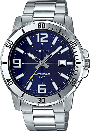 Casio MTP-VD01D-2BV Men's Enticer Stainless Steel Blue Dial Casual Analog Sporty Watch