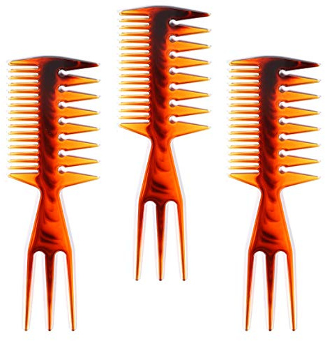 3 Pieces 3-in-1 Double-Sided Plastic Fish Tail Comb: Multifunctional Styling Tool for Hair Coloring, Highlighting, Balayage, and Microbraiding