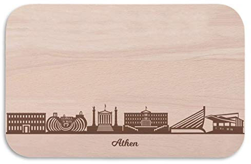 Planche à petit-déjeuner Athen avec gravure Skyline – Planche à pain et cadeau pour les amateurs de village et les fans – Idéal également comme souvenir
