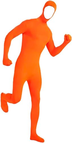 Gaoin Face Open Zentai Spandex Bodysuit (Medium, Orange)