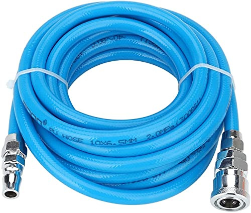 TEN-HIGH Tuyau air comprimé 5mm(DI) x 8mm(DE) polyuréthane avec Maille de Polyester,1,5mm d'épaisseur,longueur 5m,bleu avec raccord