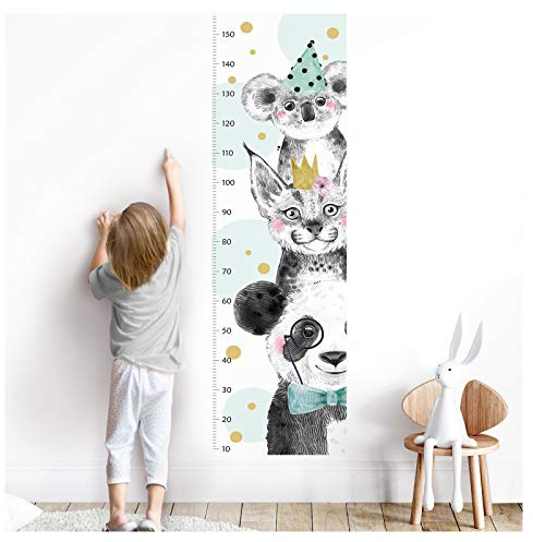 Little Deco Wandtattoo Messlatte 150cm Panda Luchs Koala Türkis DL349