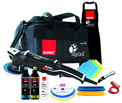 RUPES Kit Luxury - Pulidora Orbital Aleatoria LHR21 MarkIII + 3 pastas abrasivas + 4 esponjas + Accesorios + Bolsa, Pulido Profesional de carrocerías
