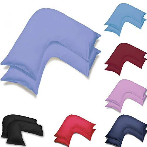 US Fabrics Pack Of Two Orthopedic V Shaped Pillow Case Cover | Orthopedic/Pregnancy/Maternity/Nursing Pillow Cases | UK V-Shaped Pillowcase Pair (Lilac)