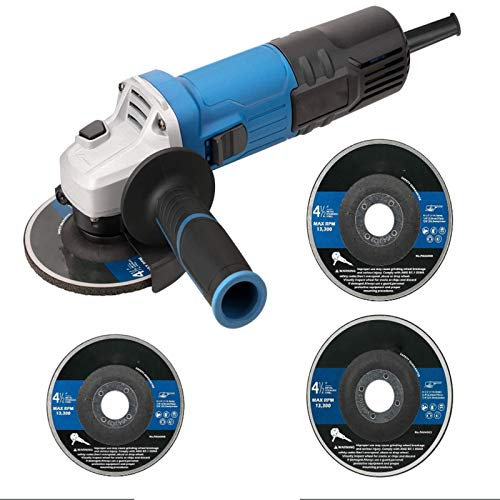 Angle Grinder, 1400W 115mm Grinder Tool, Includes 2pc Grinding Wheel and 1pc Cutting Wheel, Side Handle, for Removing Paint & Mortar, Sanding, Cutting, Grinding