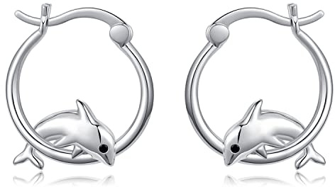 Delfin Ohrringe Huggie Creolen 925 Sterling Silber Hypoallergen Kleine Knorpel Ohrringe