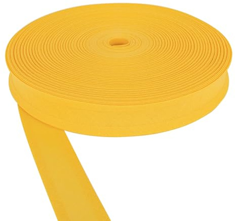 Schrägband, 100 % Baumwolle, 13 mm, 25 mm breit, zum Nähen, Wimpelkette (senffarben, 25 mm), 50 m Rolle