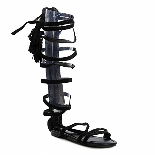 Toocool Sandali Donna Alti Gladiatore Schiava Cinturini Listini Scarpe L597 [37,Nero]