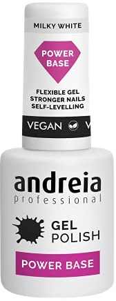 Andreia Professional Nude Gel-Nagellack Power Base - Hochviskose Basis für stärkere Nägel - Aufbau-Basisgel für kleine Nagelverlängerungen - Vegan - Farbe Milchweiß - 10,5 ml