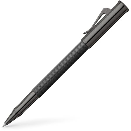 Graf von FABER-CASTELL 145269 - Tintenroller Guilloche Black Edition, Strichbreite B, mit hochwertiger Geschenkverpackung