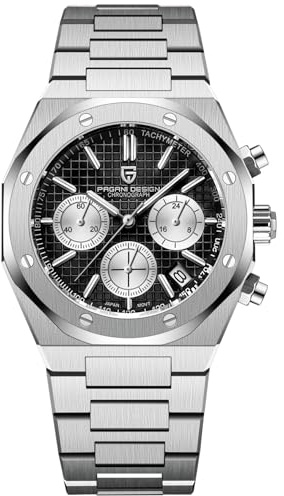 PAGRNE DESIGN Orologio Cronografo da Uomo Casual al Giappone Quarzo VK63 Moda Sportivo 100M impermeabile Elegante Regalo per Uomo