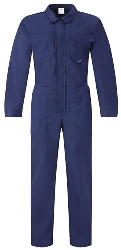 BWOLF Bravo Tuta da Lavoro Uomo Intera Cotone Meccanico Protettiva Con Cerniera Elasticata e 6 Tasche, Blu Scuro, M