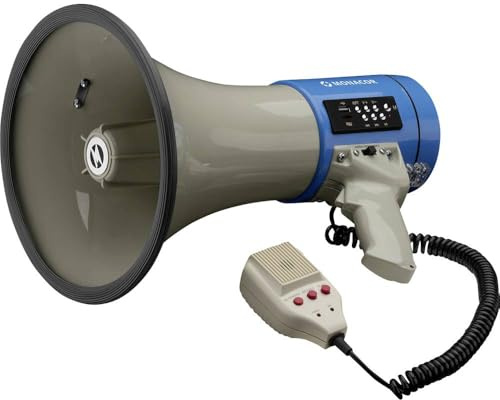 MONACOR TM-17M 25W 110dB Megaphon Loud Hailer Handmikrofon & Lautsprecher mit MP3-Player, Aufnahmefunktion, Sirene, USB & Micro SD Kompatibilität