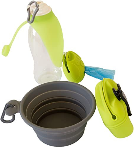 Hunde-Set to Go: Trinkflasche, Napf, Leckerli-Tasche, Kotbeutelspender, Outdoor-Set Reiseset