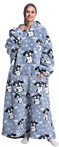 Extra Long Oversized Blanket Hoodie, Adult Women Snuggle Fleece Wearable Blanket, Fluffy Giant Hooded Sweatshirt for Teens