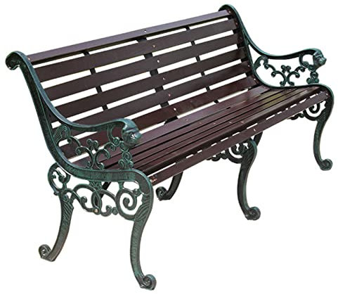 ZMYJTO Patio-Gartenbank, wetterfeste Außenbank, Parkrasen, 150 cm, verstärkte Bank mit rostfreiem Gusseisenrahmen, Verandastuhl-Sitzmöbel, 1000 BLS Tragfähigkeit, für Deck, Balkon, Hinterhof