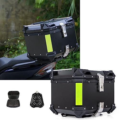 NUACOS Bauletto per moto, Bauletto Scooter Impermeabile, Baule Bauletto per Moto Universale Alluminio, Motorbike Top Box Moto Topcase con Serratura, per Conservazione Casco,Nero,45L