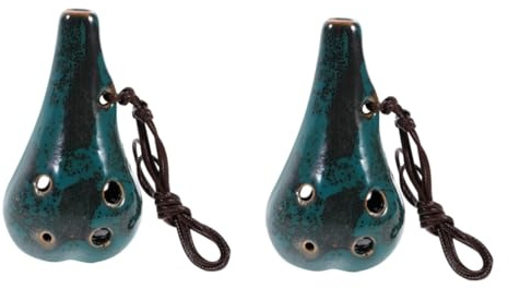 TOYANDONA 2st 6-loch-okarina Altkokarina Okarina-flöteninstrument Anhänger Okarina Stroh-okarina Spielzeug Formen Keramik-okarina Anfänger Okarina Halskette Farbige Glasur Kind Mittel Maske