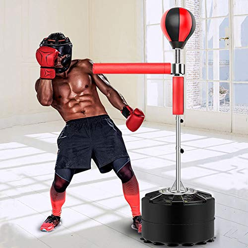 Boxningssäck stående professionell punching boll vuxna med 360° reflekterande bar, stående boxningssäck justerbar hög 120–190 cm boxboll reaktion mål roterande vertikal pinne mål, för barn, vuxna