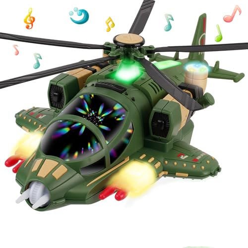 Sognotoy Elicottero Giocattolo, Aeroplano con Funzione di Luce e Vocale, Regali di Compleanno ad Elica (Green)