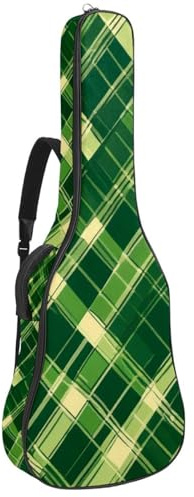 Gitarrentasche, wasserdichte Tasche für 40/41/42 Zoll Akustikgitarre mit Zubehörfach, Gigbag mit Schutzschicht, Mehrere Taschen, Grün Retro Plaid, Mehrfarbig Nr. 02, 42.9x16.9x4.7 in, Gitarrentasche
