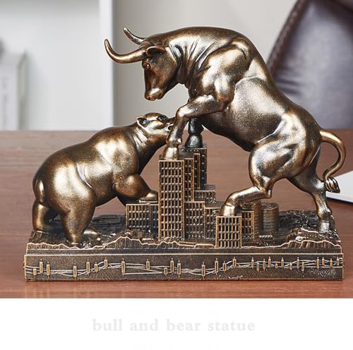 AETVRNI Stier und Bär, Statue für Wand, Straße, Stier, ideales Börsenmarkt-Geschenk für Männer, Bürodekoration, Wand, Straße, Stier gegen Bär, Heimdekoration, Börsenmarkt, Bronze