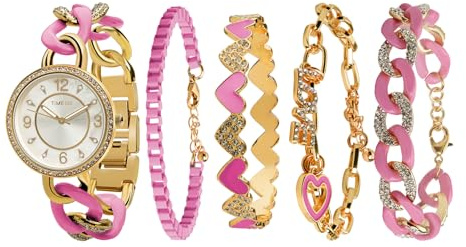 TIME100 Set Regalo Elegante Donna, Orologio e Bracciali, Idee Regalo per Natale (Rosa&Oro)