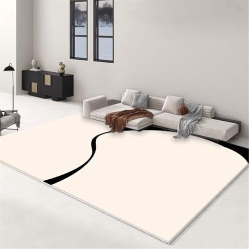 RUGMRZ Webteppich Teppich Esszimmer Schwarzer und weißer minimalistischer Stil schöne und Elegante Dekoration Tepiche Für Wohnzimmer Modern 200X300CM