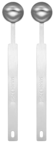 sourcing map 2pcs Single Measuring Spoon 3/4tsp (1/4tbsp, 3.75ml) Teaspoon/Tablespoon 304 Stainless Steel Single Tiny Square Bowl Measuring Spoon Long Handle Measure Scoop