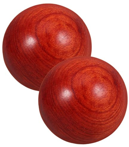 BESTYASH 2 Stück Holz Handgymnastikball Massageball Ergonomisches Design Angenehmer Griff Tragbar für Reisen und Outdoor Aktivitäten