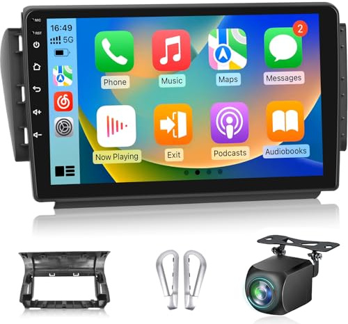 2+64G Radio de Coche Android para Peugeot 208/2008 2012-2018, Radio de 10 Pulgadas con Pantalla táctil, Carplay y Android Auto inalámbricos, Audio DSP + cámara de visión Trasera AHD, Soporte OEM